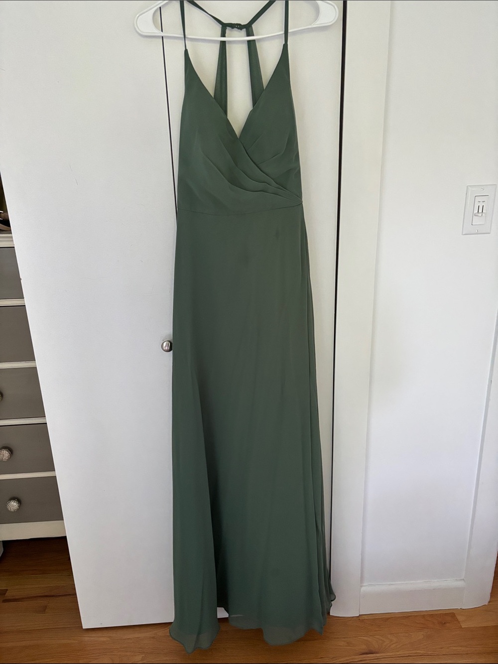 Azazie Olive Green Chiffon Maxi Dress